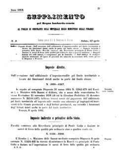 Verordnungsblatt für den Dienstbereich des K.K. Finanzministeriums für die im Reichsrate Vertretenen Königreiche und Länder 18640423 Seite: 1