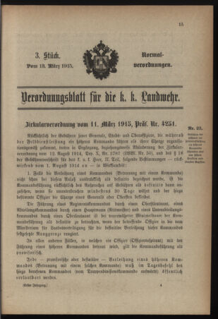 Verordnungsblatt für die k.k. Landwehr. Normalverordnungen 19150313 Seite: 1