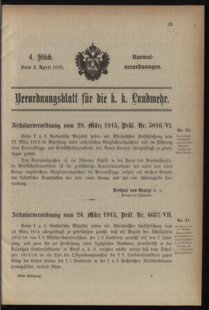 Verordnungsblatt für die k.k. Landwehr. Normalverordnungen 19150403 Seite: 1