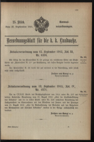 Verordnungsblatt für die k.k. Landwehr. Normalverordnungen 19150925 Seite: 1