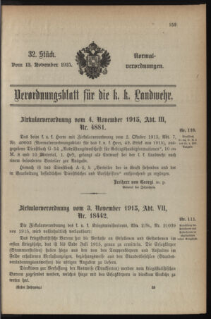 Verordnungsblatt für die k.k. Landwehr. Normalverordnungen 19151113 Seite: 1