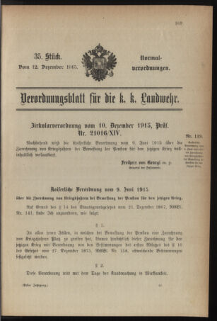 Verordnungsblatt für die k.k. Landwehr. Normalverordnungen 19151212 Seite: 1