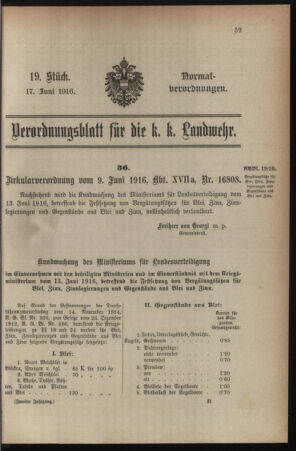 Verordnungsblatt für die k.k. Landwehr. Normalverordnungen 19160617 Seite: 1