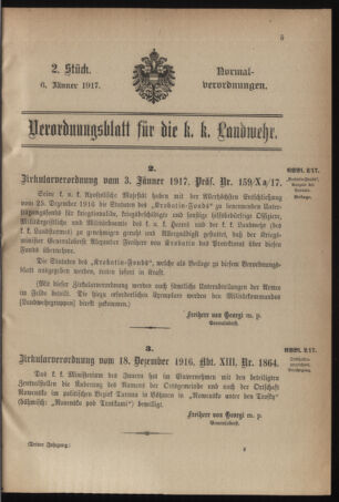 Verordnungsblatt für die k.k. Landwehr. Normalverordnungen 19170106 Seite: 1