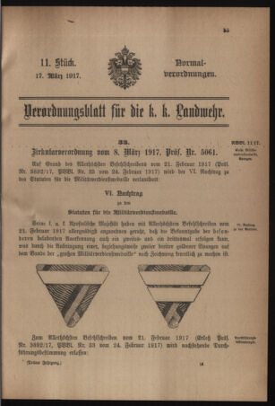 Verordnungsblatt für die k.k. Landwehr. Normalverordnungen 19170317 Seite: 1