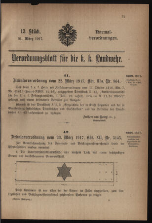 Verordnungsblatt für die k.k. Landwehr. Normalverordnungen 19170331 Seite: 1