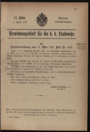 Verordnungsblatt für die k.k. Landwehr. Normalverordnungen 19170404 Seite: 5