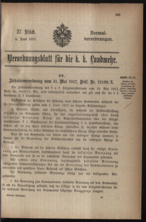 Verordnungsblatt für die k.k. Landwehr. Normalverordnungen