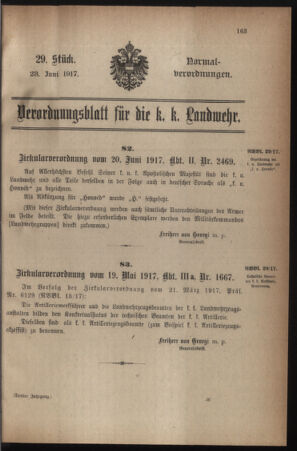 Verordnungsblatt für die k.k. Landwehr. Normalverordnungen 19170623 Seite: 1