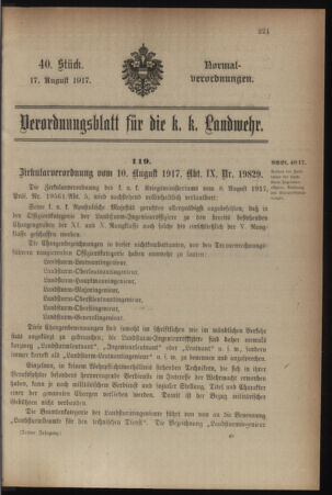 Verordnungsblatt für die k.k. Landwehr. Normalverordnungen 19170817 Seite: 5