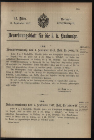 Verordnungsblatt für die k.k. Landwehr. Normalverordnungen 19170915 Seite: 1