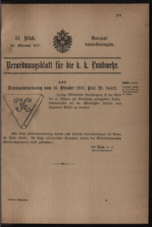 Verordnungsblatt für die k.k. Landwehr. Normalverordnungen 19171020 Seite: 1