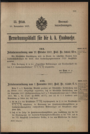 Verordnungsblatt für die k.k. Landwehr. Normalverordnungen 19171110 Seite: 7