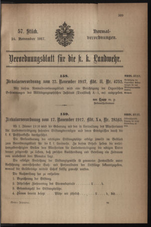 Verordnungsblatt für die k.k. Landwehr. Normalverordnungen 19171124 Seite: 1