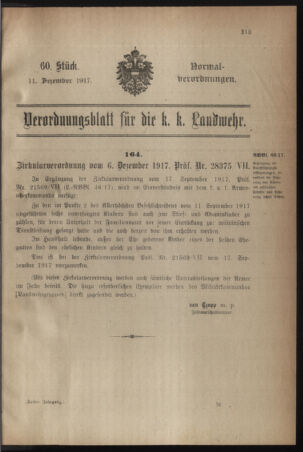 Verordnungsblatt für die k.k. Landwehr. Normalverordnungen 19171211 Seite: 1