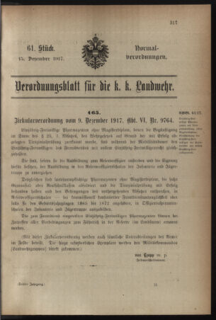 Verordnungsblatt für die k.k. Landwehr. Normalverordnungen 19171215 Seite: 1