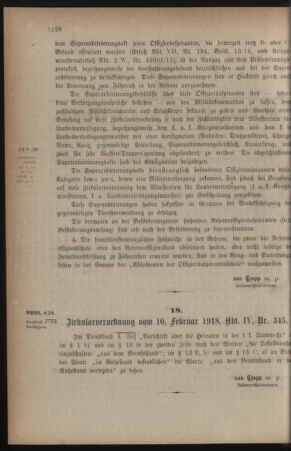 Verordnungsblatt für die k.k. Landwehr. Normalverordnungen 19180216 Seite: 2