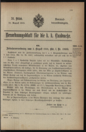 Verordnungsblatt für die k.k. Landwehr. Normalverordnungen 19180810 Seite: 5