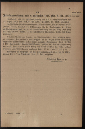 Verordnungsblatt für die k.k. Landwehr. Normalverordnungen 19180914 Seite: 11