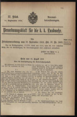 Verordnungsblatt für die k.k. Landwehr. Normalverordnungen 19180914 Seite: 3