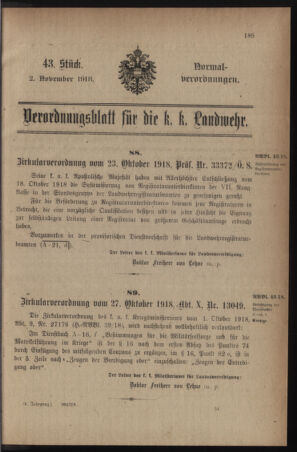 Verordnungsblatt für die k.k. Landwehr. Normalverordnungen