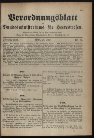 Verordnungsblatt für das deutschösterreichische Staatsamt für Heerwesen 19210628 Seite: 1