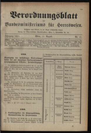 Verordnungsblatt für das deutschösterreichische Staatsamt für Heerwesen 19210811 Seite: 1