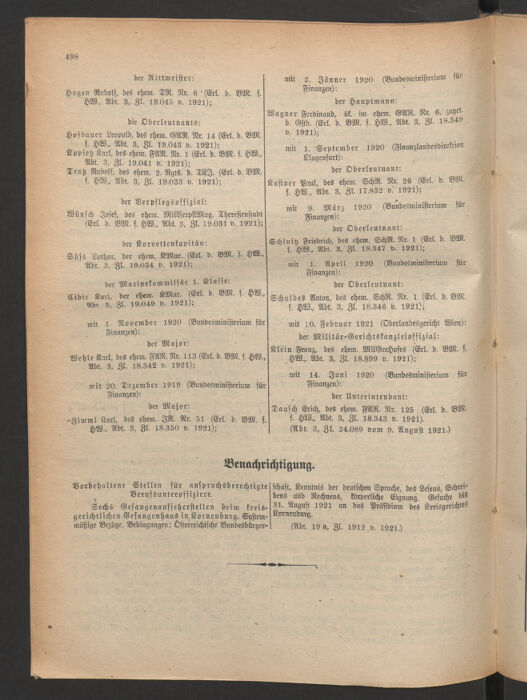 Verordnungsblatt für das deutschösterreichische Staatsamt für Heerwesen 19210817 Seite: 10