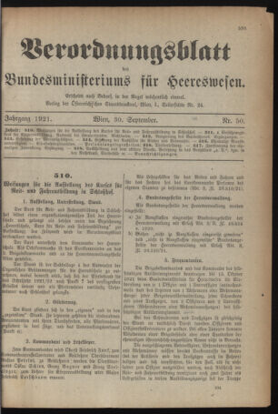 Verordnungsblatt für das deutschösterreichische Staatsamt für Heerwesen 19210930 Seite: 1