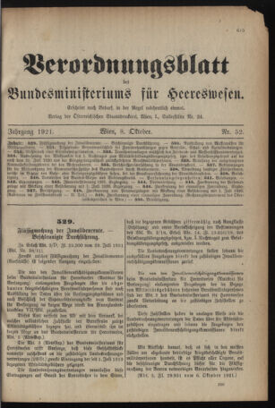 Verordnungsblatt für das deutschösterreichische Staatsamt für Heerwesen 19211008 Seite: 1