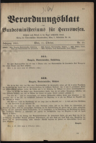 Verordnungsblatt für das deutschösterreichische Staatsamt für Heerwesen 19211011 Seite: 1