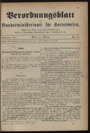 Verordnungsblatt für das deutschösterreichische Staatsamt für Heerwesen 19211022 Seite: 1