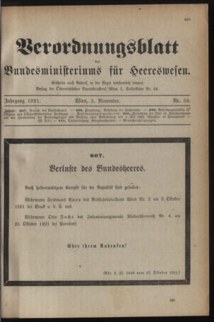 Verordnungsblatt für das deutschösterreichische Staatsamt für Heerwesen 19211105 Seite: 1