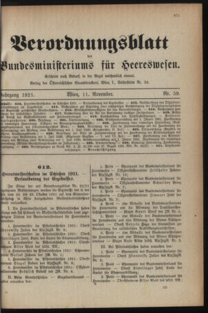 Verordnungsblatt für das deutschösterreichische Staatsamt für Heerwesen 19211111 Seite: 1