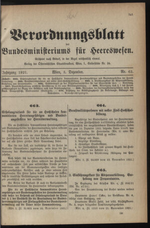 Verordnungsblatt für das deutschösterreichische Staatsamt für Heerwesen 19211203 Seite: 1