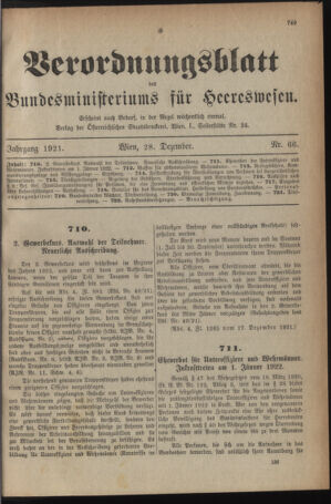 Verordnungsblatt für das deutschösterreichische Staatsamt für Heerwesen 19211228 Seite: 1