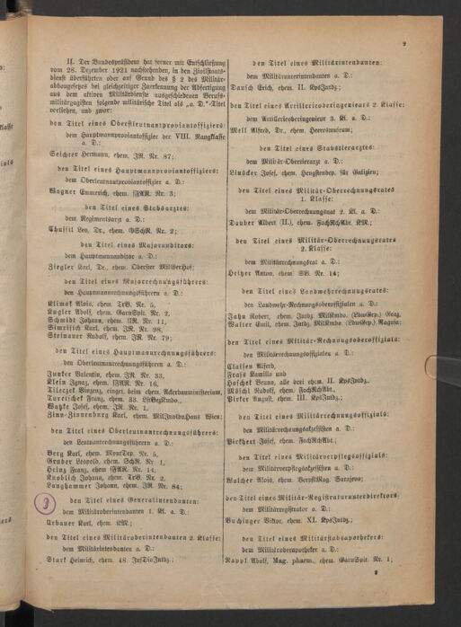 Verordnungsblatt für das deutschösterreichische Staatsamt für Heerwesen 19220107 Seite: 9