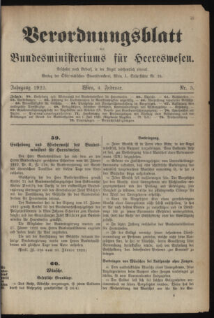 Verordnungsblatt für das deutschösterreichische Staatsamt für Heerwesen 19220204 Seite: 1