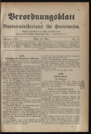 Verordnungsblatt für das deutschösterreichische Staatsamt für Heerwesen