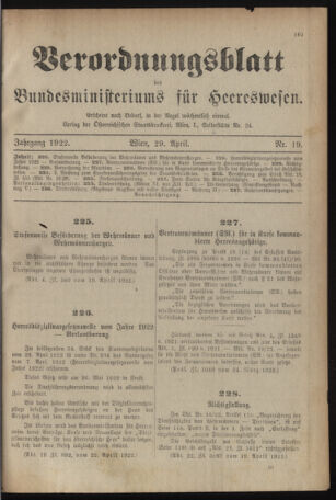 Verordnungsblatt für das deutschösterreichische Staatsamt für Heerwesen 19220429 Seite: 1