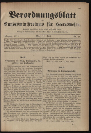 Verordnungsblatt für das deutschösterreichische Staatsamt für Heerwesen 19220617 Seite: 1