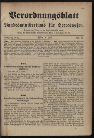 Verordnungsblatt für das deutschösterreichische Staatsamt für Heerwesen 19220708 Seite: 1