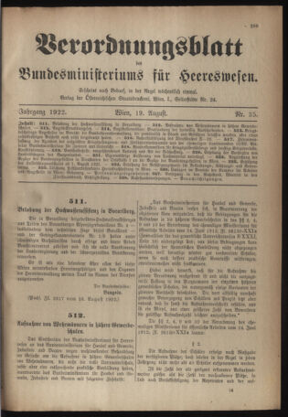 Verordnungsblatt für das deutschösterreichische Staatsamt für Heerwesen 19220819 Seite: 1