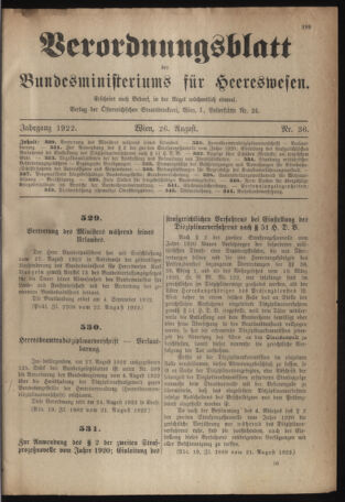 Verordnungsblatt für das deutschösterreichische Staatsamt für Heerwesen 19220826 Seite: 1