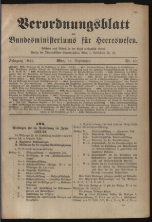 Verordnungsblatt für das deutschösterreichische Staatsamt für Heerwesen 19220923 Seite: 1