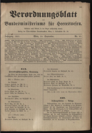 Verordnungsblatt für das deutschösterreichische Staatsamt für Heerwesen 19220930 Seite: 1