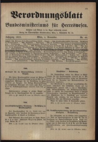 Verordnungsblatt für das deutschösterreichische Staatsamt für Heerwesen 19221104 Seite: 1