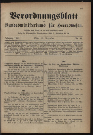 Verordnungsblatt für das deutschösterreichische Staatsamt für Heerwesen 19221125 Seite: 1