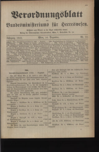 Verordnungsblatt für das deutschösterreichische Staatsamt für Heerwesen 19221216 Seite: 1