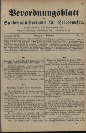 Verordnungsblatt für das deutschösterreichische Staatsamt für Heerwesen 19221223 Seite: 1